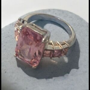 Elegant Pink Ice Gemstone Silver Ring
